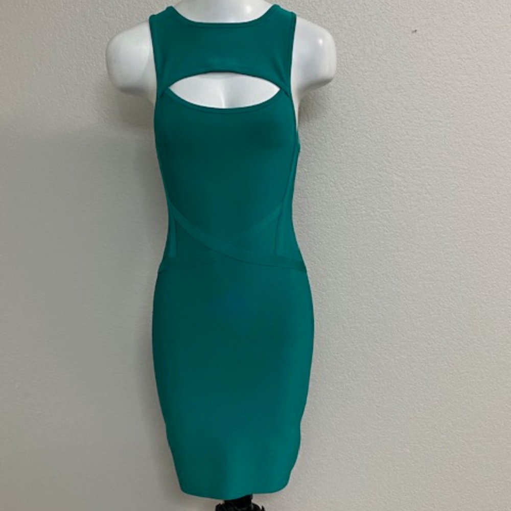 Bebe Kelly Green Bodycon Bandage Dress Size Small